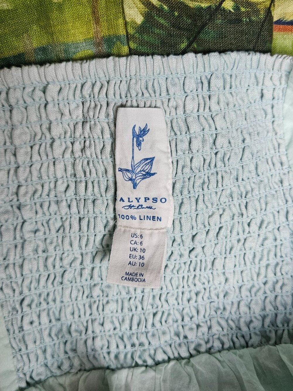 Calypso St. Barth blue 100% cotton maxi dress w/pockets, lined, US6/Euro36 NEW - Picture 9 of 13